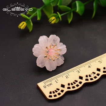 GLSEEVO Originálny Dizajn Prírodný Krištáľ Kvet Stud Náušnice Pre Ženy Narodeninovej Party Handmade Módy kórejský Šperky GE0741