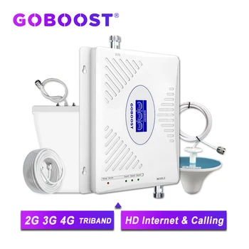 GOBOOST 70 db GSM Repeater 2G, 3G, 4G Signál Booster 900 1800 2100 Tri Band Celulárnej Zosilňovač, LTE 2600 Mobilný Telefón Nastaviť Zosilňovač