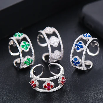 GODKI Luxusný Trblietavý Kvety Náramok Náramok, Prsteň, Šperky Set pre Ženy, Svadobné Zapojenie Dubaj Šperky Sady parure bijoux 2021