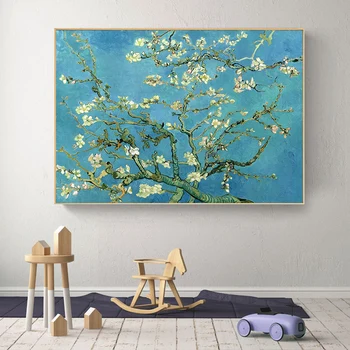 Gogh Mandľový Kvet Kvetov Van Impresionistického Olej Plagáty, Maľba na Plátno, Vytlačí Wall Art Obrázky pre Obývacia Izba Dekor