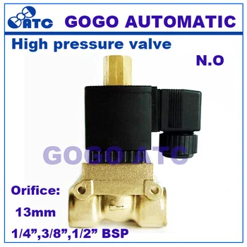 GOGO ATC 30bar vysokom tlaku a vysokej teplote elektromagnetický ventil 1/4 3/8 1/2 BSP 24 12V Ústie 13mm normálne otvoriť pilot mosadzný ventil