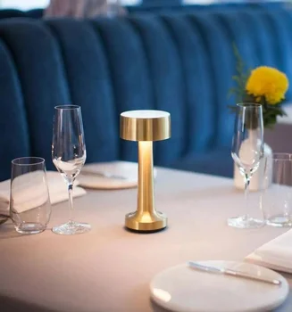 Gold Brass Bezdrôtový stolná Lampa Reštaurácia Hotel Ktv Bar Nabíjateľná Led Tabuľka Nočné Svetlo kuchynský luster
