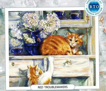 Gold Collection Krásne Počíta Cross Stitch Kit Red Výtržníkov Mačiek, Mačiatok Mačiatka Mačka Hrudníka rto