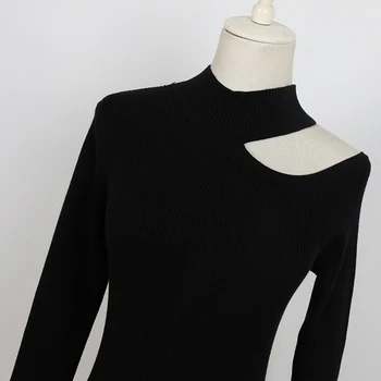 GOPLUS dámske Svetre Turtlenck Jumper Mimo Ramenný Zimné Oblečenie Žien Knitwear Čierny Pulóver Vytiahnuť Femme Nouveaute 2021