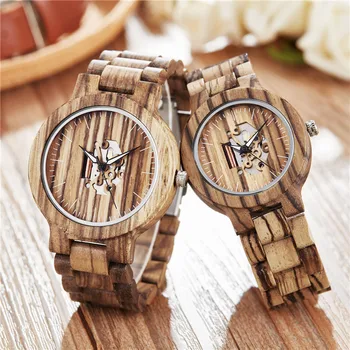 Gorben Quartz Hodinky Top Značky Luxusné drevené Hodinky Kostra Transparentné Šport pár Náramkové hodinky