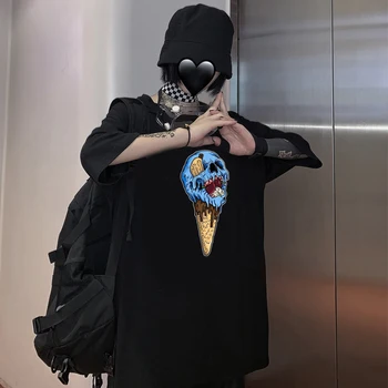 Gotická ice cream T-Košele Pre Ženy Punk Oblečenie, Streetwear Tričko Žena estetické Harajuku Čierny Top ženy Oblečenie