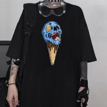 Gotická ice cream T-Košele Pre Ženy Punk Oblečenie, Streetwear Tričko Žena estetické Harajuku Čierny Top ženy Oblečenie