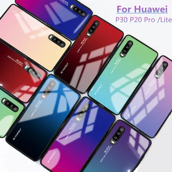 Gradient Tvrdeného Skla Telefón Puzdro Na Huawei P30 Pro P20 P30 Lite Luxusné Farebné Shell Kryt Na Huawei P30 S 30 Pro Lite 20