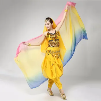 Gradient Závoj Šatkou Tvári Šatku Ženy, Brušný Tanec Bollywood Kostým Silk-ako Nové