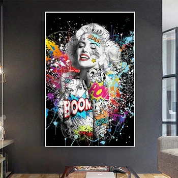 Graffiti Art Obrázok Marilyn Monroe Portrét Plátno na Maľovanie na Stenu Umenie Výtlačkov Plagáty na Stenu Obrázky pre Obývacia Izba Domov Cuadros