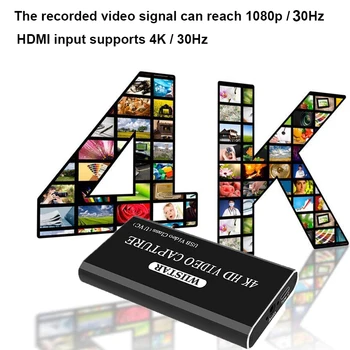 Grafická Karta s HDMI Video Capture Karty VHS USB 2.0 Grabber, Záznamník 4K 1080P pre PS4 Hry DVD Videokamera HD Kamera Live Streaming NOVÉ