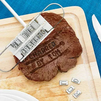 GRILOVANIE Mäsa Značky žehlička s variabilnými písmená Osobnosti Steak Mäso Gril BBQ Značky Iron 55 Listov Nástroj Sady