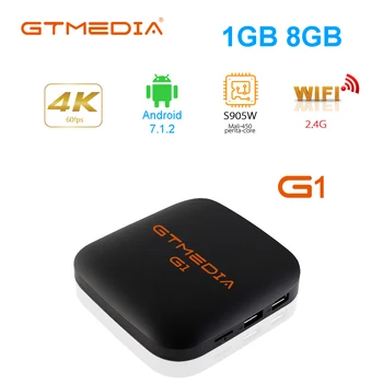 GTmedia G1 Android Tv Box Media Player1GB + 8GB S905W Android 7.1 4K 2K HD, 2.4 G Vstavaný Wifi, Set Top Box Na podporu Rodiny M3u