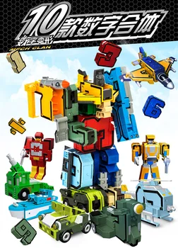 GUDI 10pcs 10 v 1 Kreatívne Montáž Vzdelávacie Akčné Figúrky Transformer Číslo Robot Nedeformujte Narodeniny Deti darček Hračky