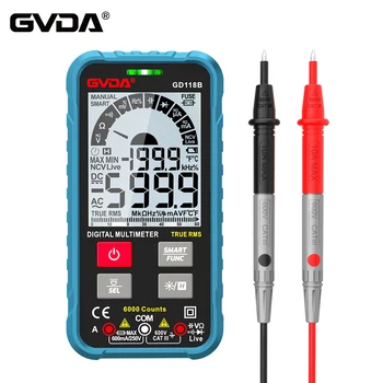 GVDA NOVEJ Generácie Digitálny Multimeter 600V Ture RMS AC DC NCV Smart Multimetro Tester Ohm Kapacita Hz Napätie Meter