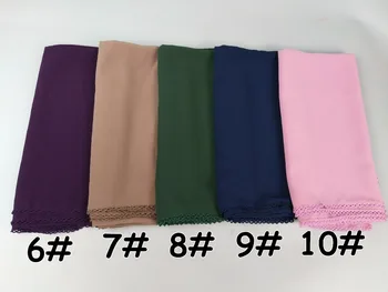 H11 20pcs Vysokej kvality námestie šifón hidžáb s čipkou okraji 145 *145 zábal šály, ženy, šatky šatku zábal hlavový most