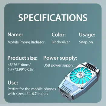 H15 Univerzálny Prenosný Chladiaci Ventilátor pre PUBG Mobilné Hry Stlmiť Chladnejšie Radiátor pre iPhone pre Huawei pre Smartphone Rýchle Chladenie