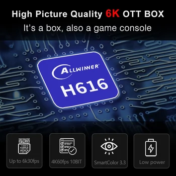 H96 Max H616 Android 10 Smart TV Box H616 Quad Core 4G 32 G/64 G 2.4&5.0 G Dual WIFI BT4.0 Netflix 6K 3D HD Set-Top Box PK X96 Mate
