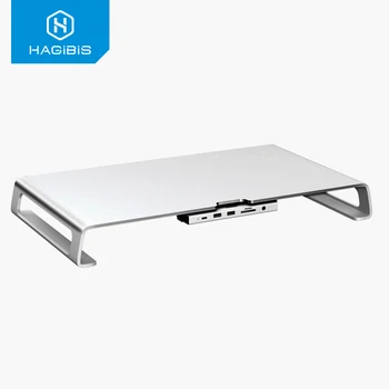 Hagibis Hliníkový Stojan Monitora Podstavec Stôl Skladovanie Organizátor Typ-C Dokovacej Stanice 4K kompatibilný s HDMI Nabíjanie pre notebooky