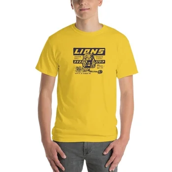 HAHAYULE-JBH Unisex Lions Drag Strip, Žltá T-Shirt Kedysi V Hollywoode Tee Vintage Módy Pretekárske Auto Tričko