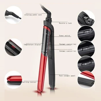 Hair Straightener LCD Displej 2-v-1 Keramické Vlasy Curler Professional Hair Straightener Ploché Železo Vyrovnávaním Železa Účes