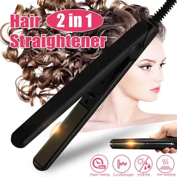 Hair Straightener Professional Hair Straightener Curler 2 V 1 Keramické Ploché Železo Rýchle nahrievanie pre Suché, Mokré Vlasy