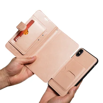 Haissky Retro Kože Flip puzdro Pre iPhone Xs Max XR X Odnímateľná Magnetická Peňaženky puzdro pre iPhone 6 6 7 8 Plus Telefón Puzdro Taška