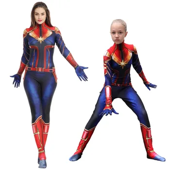 Halloween Dievčatá Cosplay Kostým Ženy Superhrdina Pani Carol Danvers Kombinézu Jumpsuit Dospelých
