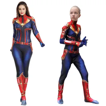 Halloween Dievčatá Cosplay Kostým Ženy Superhrdina Pani Carol Danvers Kombinézu Jumpsuit Dospelých