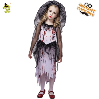 Halloween Dieťa Ghost Krvavé Nevesta Tričko Zombie Cosplay Kostým Dievča Chlapca Zombie Oblečenie Výkon Dieťa Purim Kostým