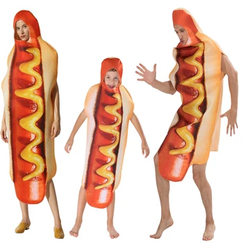Halloween Kostým pre Mužov Hot Dog Kostým Zábavné Hot Dog Food Cosplay Karnevalové Kostýmy pre Dospelých, Deti Strany Cosplay Kostým Dovolenku