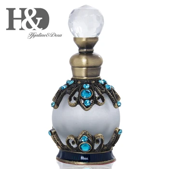 H&D 15ml Antiqued Kovu, Skla Parfum Fľašu S Modré Kryštály Prázdne Naplniteľné Vôňa Kontajner Domov Svadobný Darček Decor