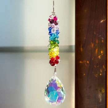 H&D AB Farebné Crystal 76 mm Bauhinia Prism Suncatcher Rainbow Maker Okna Visí Kvapky Prívesok Na Domáce Záhradné Dekorácie, Darčeky