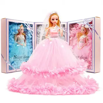 Handmade Módy Svadobné Šaty pre Bábiku Barbie Princezná Večeru Nosiť Šaty Závoj Oblečenie Oblečenie Bábiky Príslušenstvo Deti Hračka