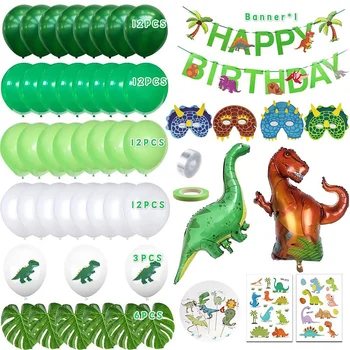 Happy Birthday Banner Pozadí Dinosaura Narodeninovej Party Dekorácie Dino Strana Navrhne Dinosaura Strany Balóny Súprava Pre Dievčatá