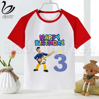 Happy Birthday Číslo Cartoon Hasič Sam Deti Oblečenie Dievčatá Tshirt Narodeninám Deti Oblečenie Chlapci Tshirts Strany Tees