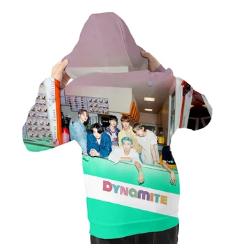 Harajuku 3D Hoodies Nové K Pop KPop Dynamit Zips, Mikiny Muži/ženy Dlhý Rukáv Streetwear 3D Kapucňou Topy K-pop Oblečenie