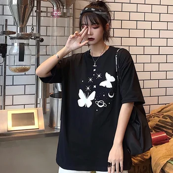 Harajuku Kawaii Print T Shirt Ženy Malé Čerstvé T-shirt Grafické Módne Tričko kórejský Štýl Voľné Top Tee Žena