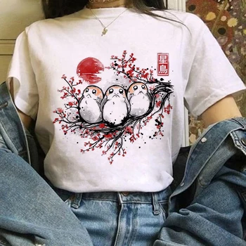 Harajuku kawaii Č tvár pletenie sveter zábavné tričká ženy odvážneho preč tričko femme anime tričko žena totoro t-shirt