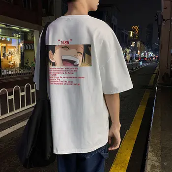 Harajuku Luff Tričko Streetwear Mužov Bežné Hip Hop Tričká, Čierne Letné Cartoon Jeden Kus Tričko Fashion Pohode Japonsko Tričko Muž