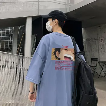 Harajuku Luff Tričko Streetwear Mužov Bežné Hip Hop Tričká, Čierne Letné Cartoon Jeden Kus Tričko Fashion Pohode Japonsko Tričko Muž