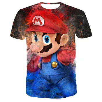 Harajuku T-shirt Klasické hry Super Mario t shirt Mario Bros 3D tlač Hip hop anime tričko Ženy, Deti, Chlapci Dievčatá v Pohodě Tees