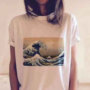 Harajuku Vincent Van Gogh, Hviezdna Noc Ukiyo-e Tlačiť T-shirt Estetické Tvorivé Tee Topy Ženy Japonský Štýl Vlna Tshirts