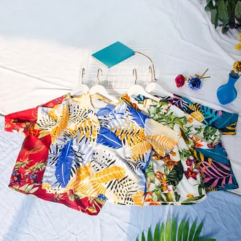Harajuku Ženy, Blúzky a Topy Vytlačené Vintage Krátky Rukáv Bežné Blusas Havajské Košele Pláže