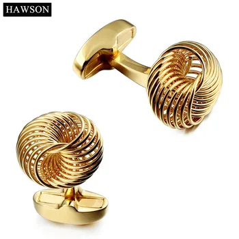 HAWSON Mens francúzske Tričko Zlaté Uzol manžetové gombíky Putá Ušľachtilý Elegantné Šperky Putá odkaz pre Mužov