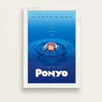 Hayao Miyazaki Anime Film Plagát Ponyo Na Útese pri Mori Wall Art Plátno, Maľovanie na Obrázok pre Obývacia Izba Domova