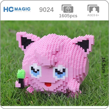 HC 9024 Jigglypuff Ružová Pocket Monster 3D Model 1605pcs DIY Malé Mini Diamond Kvádre, Tehly, Budova Hračka pre Deti, žiadne Okno