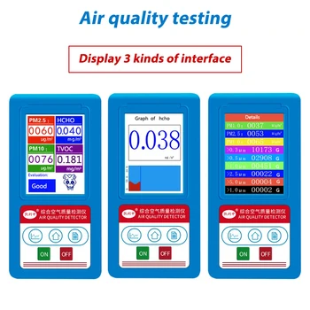 HCHO PM1.0 PM2.5 PM10 Monitor Formaldeyde Gas Analyzer TVOC Detektor Častíc PM 2.5 PM 10 Tester Kvality Ovzdušia Meter