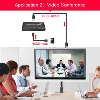 HD 1080P USB 3.0, HDMI Video Capture Karty 2X1 Slučky HDMI 4K & MIC+Audio Capture Dosková Hra Záznam Live Streaming Miestne Slučky Sa