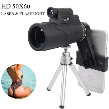 HD 50X60 Zoom Monokulárne Ďalekohľady s Mobilný Telefón Držiak na Statív Laser, Baterka Ďalekohľad pre Lov, alebo Hračky pre Deti,